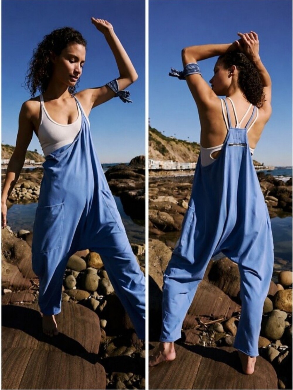 Free People Movement Hot Shot Onesie In Riviera Blue Size XL NEW